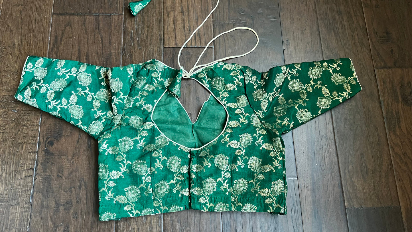 Designer Blouse - Green Zari Woven
