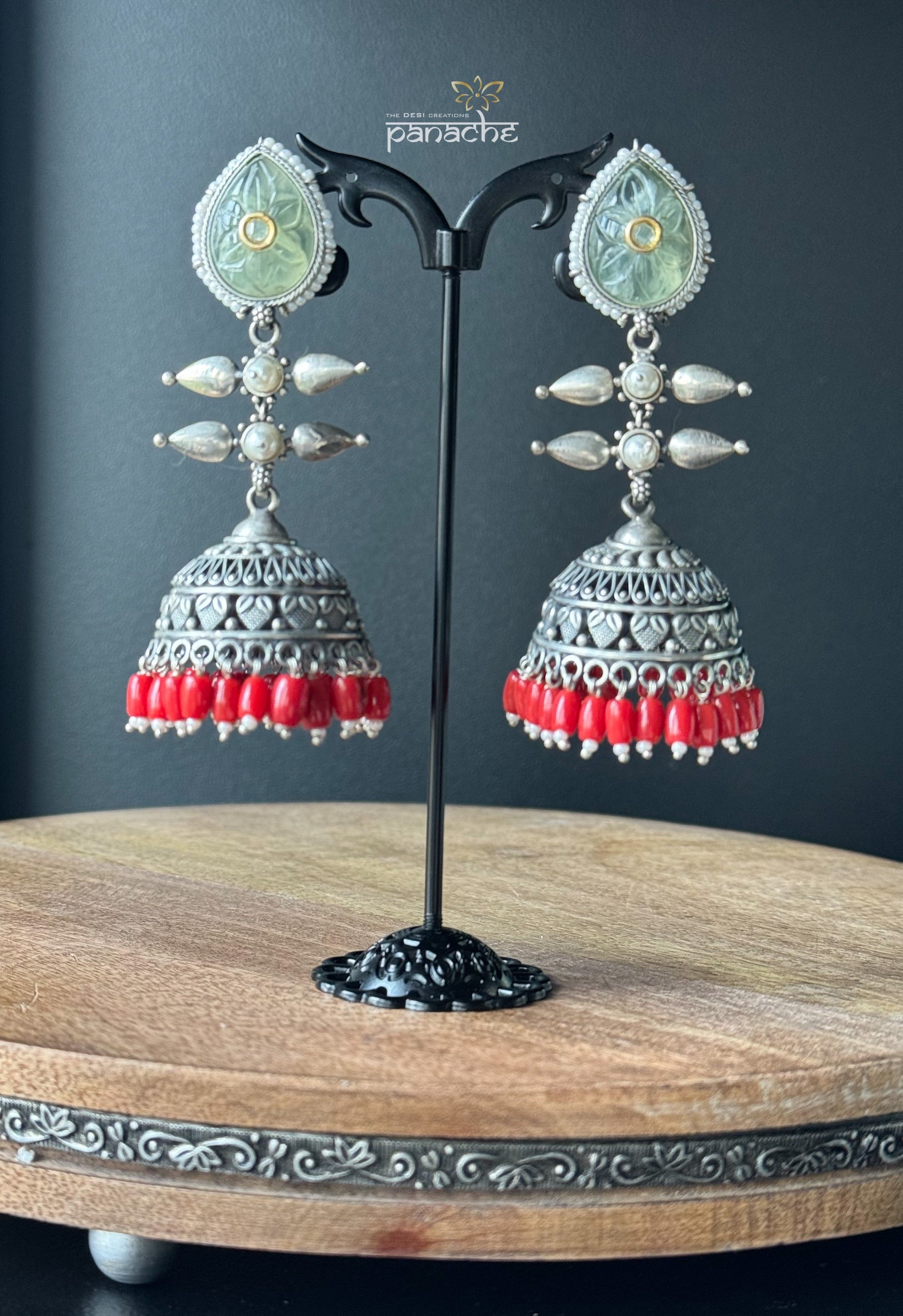 Earring 925 Silver- Silver Inlay Jhumka