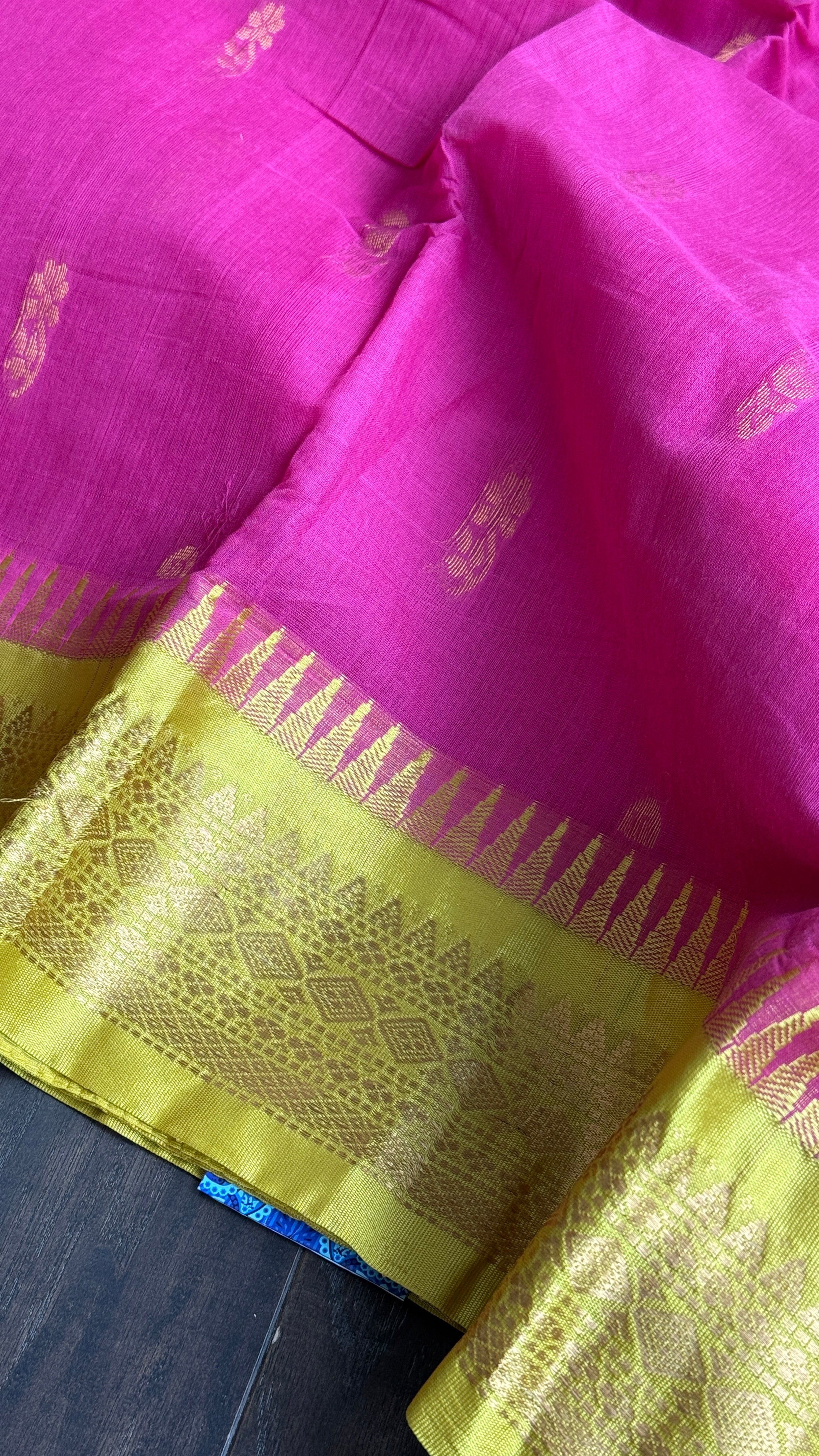 Cotton Gadwal - Pink Lemon Yellow
