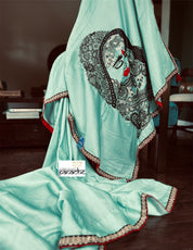 Designer Muga Silk Embroidered - Sea Green Masaba Inspired