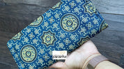 Ajrakh Clutch - Indigo Blue Brown