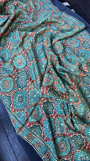 Modal Silk Ajrakh - Green Black Maroon