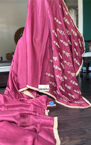 Designer Soft Silk Embroidered - Raspberry Pink Masaba Inspired
