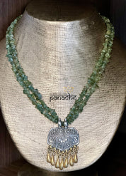 Silver 92.5 beaded Necklace - Dual Tone Pendant
