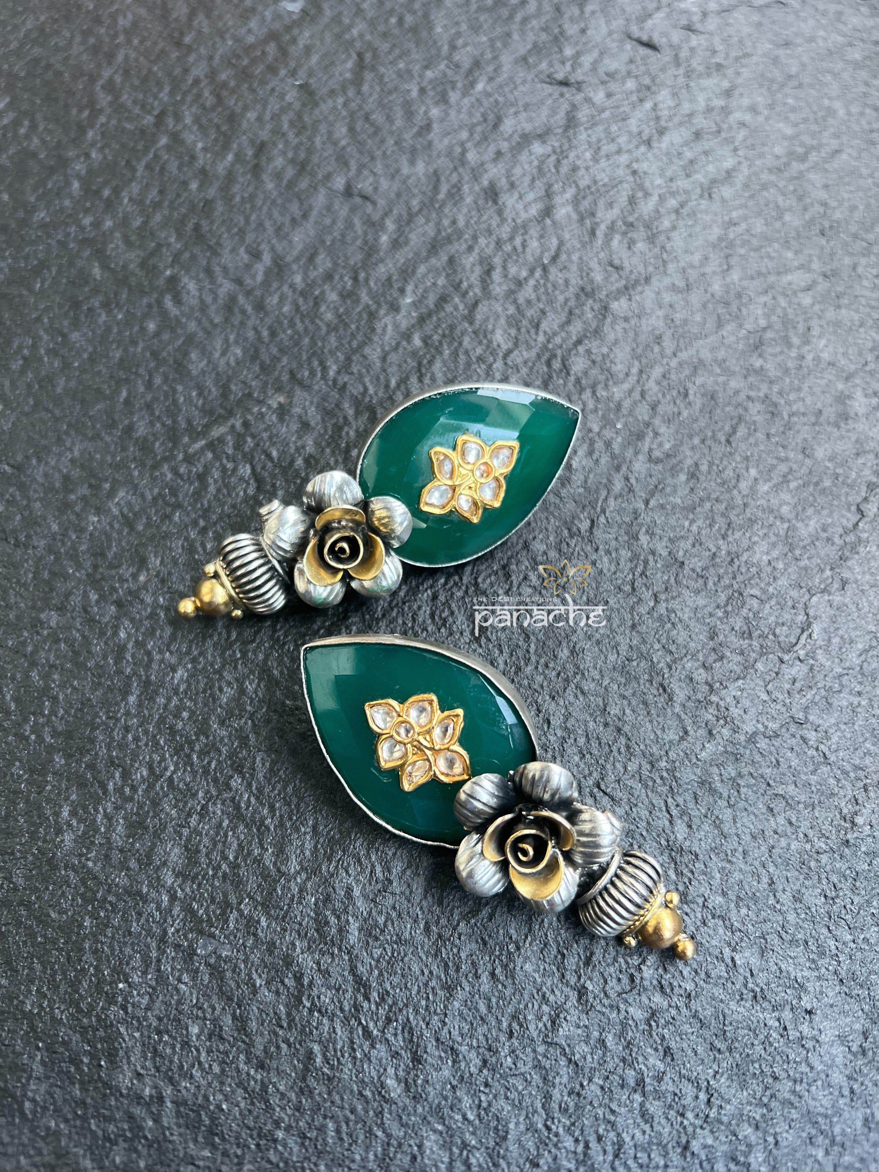 Earring 925 Silver- Green Onyx