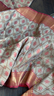 Tissue Kota Silk - Tan Beige Red