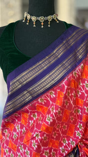 Pure Silk Ikat - Orange Purple Pochampally