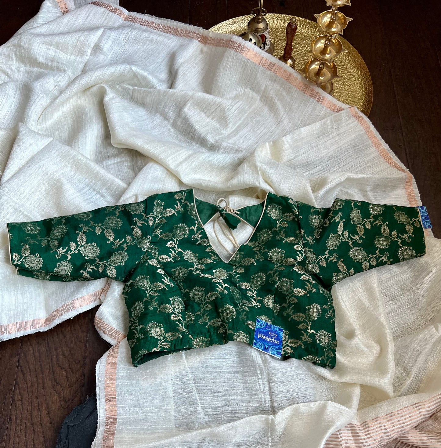 Designer Blouse - Green Zari Woven