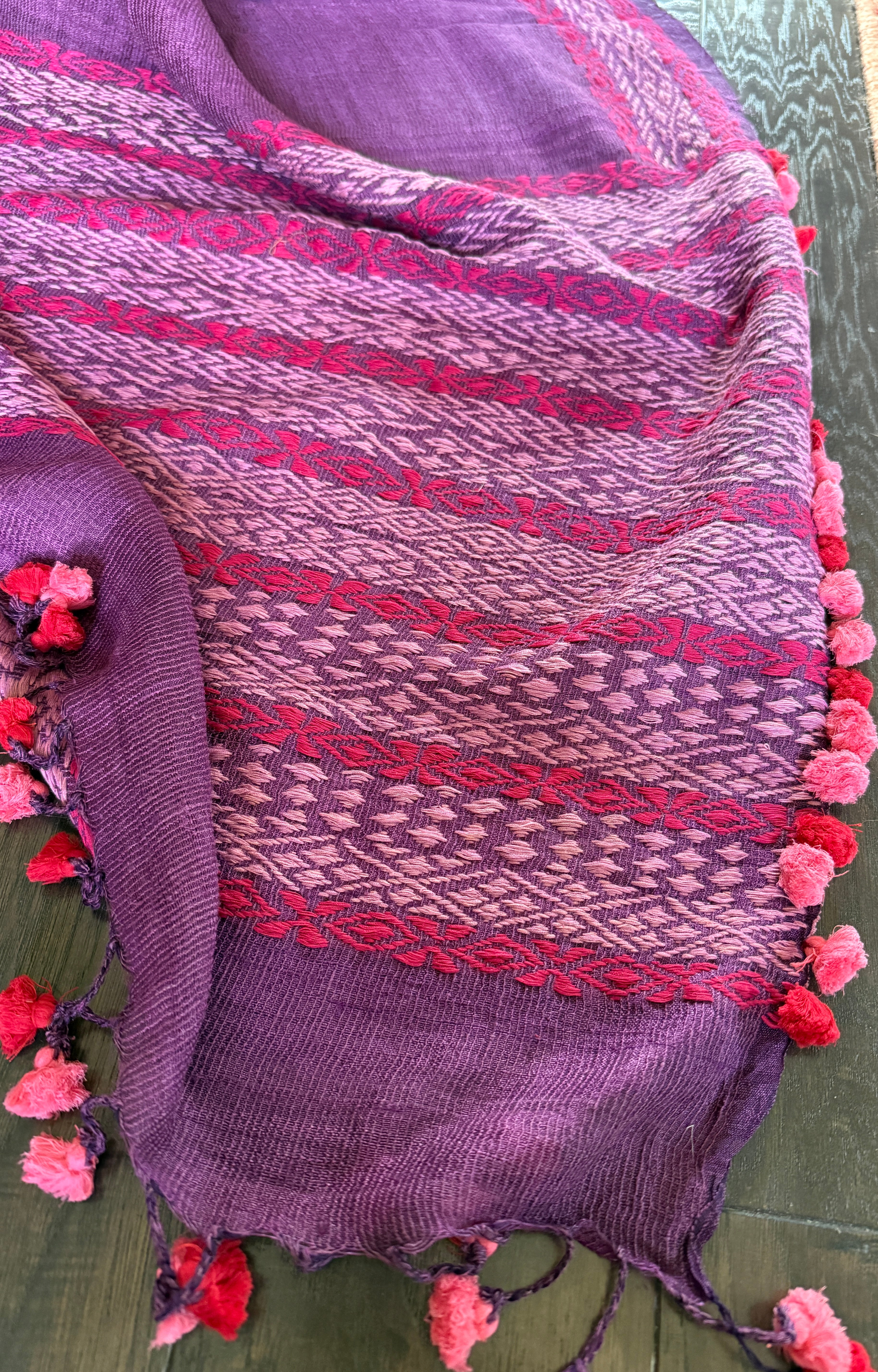 Pure Matka Silk embroidered -Purple Woven