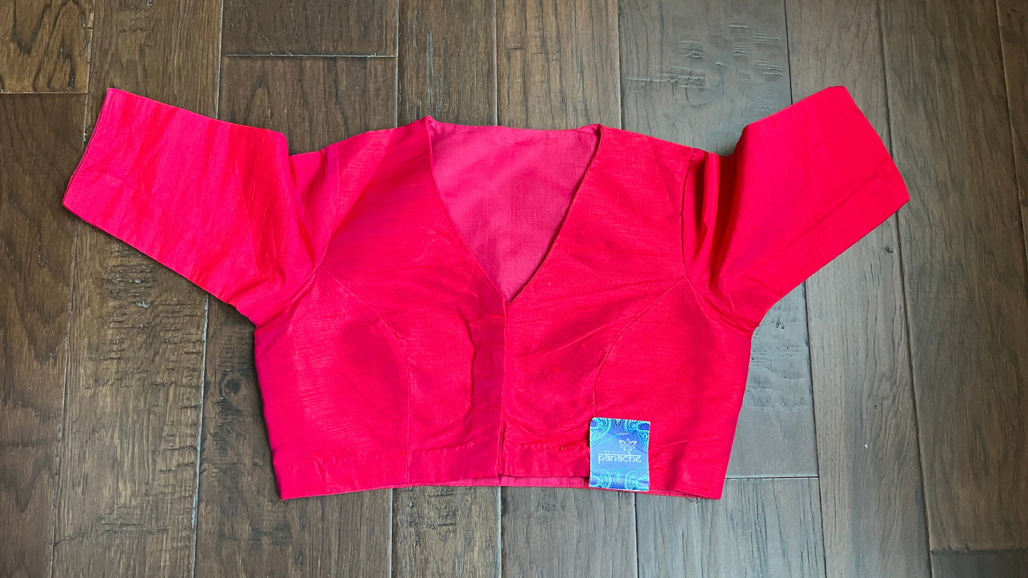 Designer Blouse - Shot Pink Raw Silk