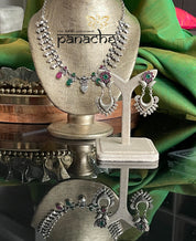 Silver 925 Necklace Earring Set - Temple Stone
