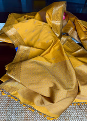 Soft Silk Banaras Saree - Ochre Brown