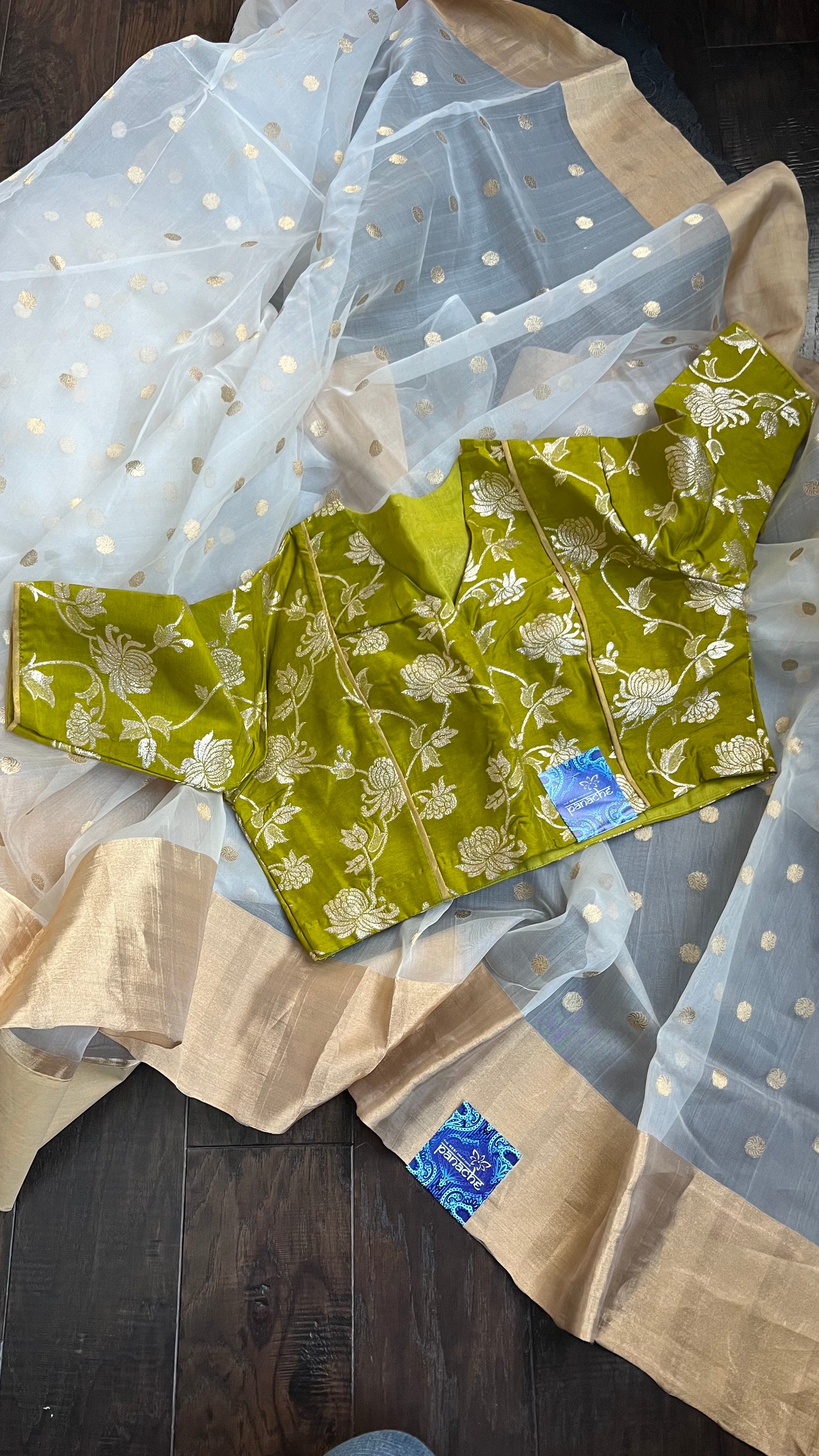 Designer Blouse - Lime Green Woven