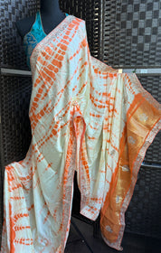 Designer Satin Silk - Tie-dye Orange