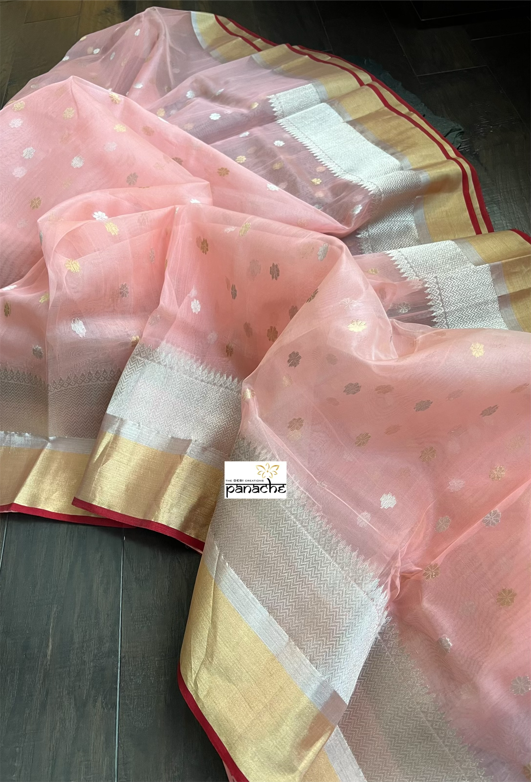 Chanderi Organza Silk - Peach