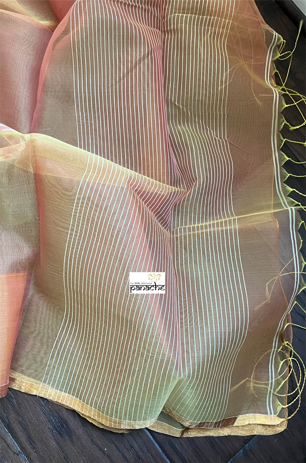 Tantuj Muslin Jamdaani- Pink Yellow Lotus