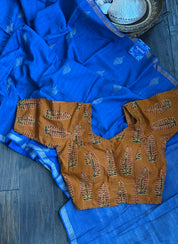 Pure Khadi Cotton - Blue Zari Checkered