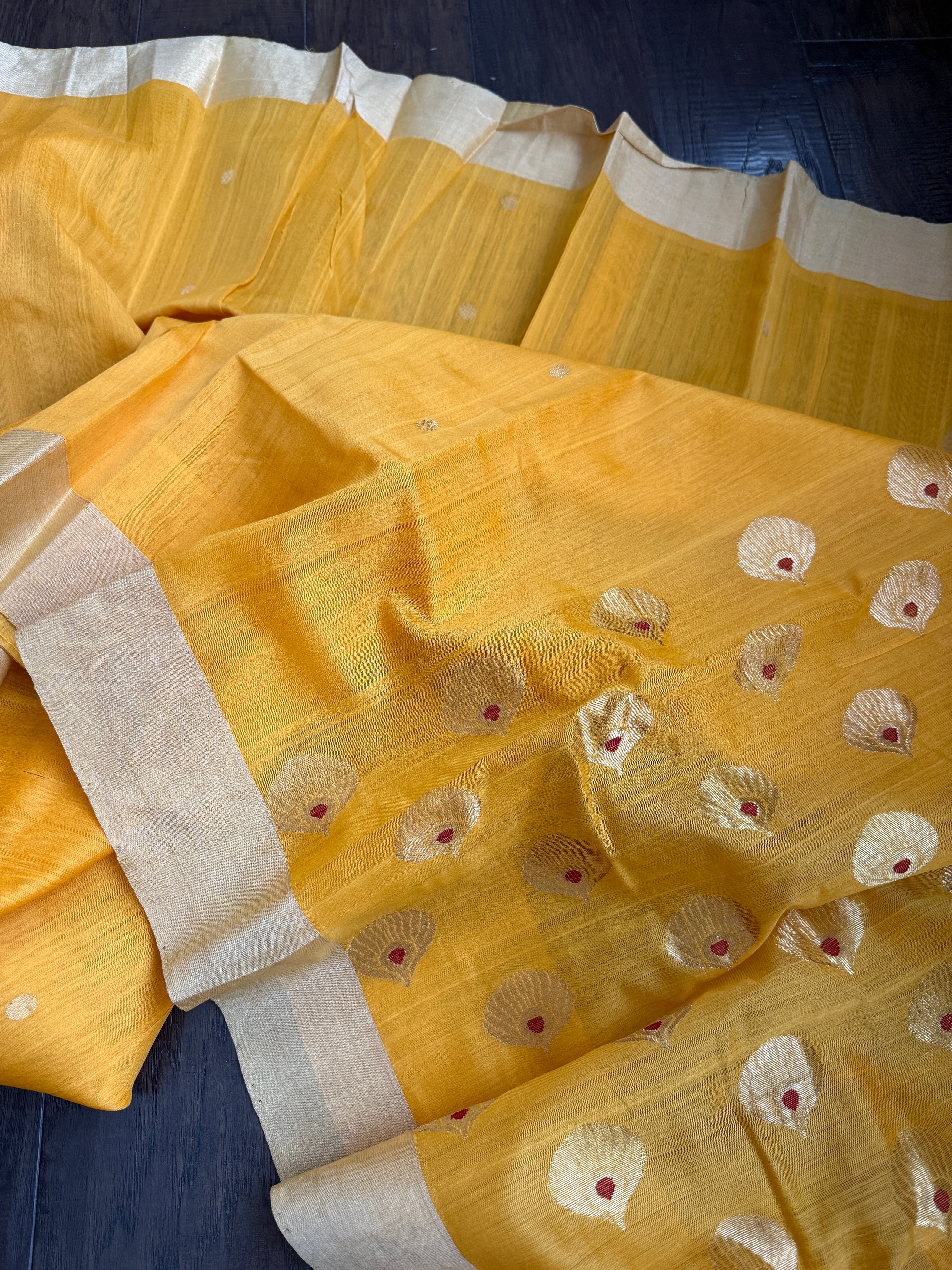 Chanderi Silk Cotton - Mango Yellow Woven