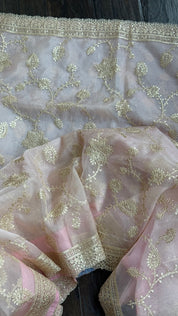 Designer Organza Sequin - Pale Peach Pink