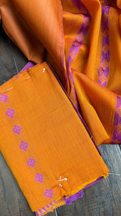 South Cotton Silk - Orange Purple Handwoven