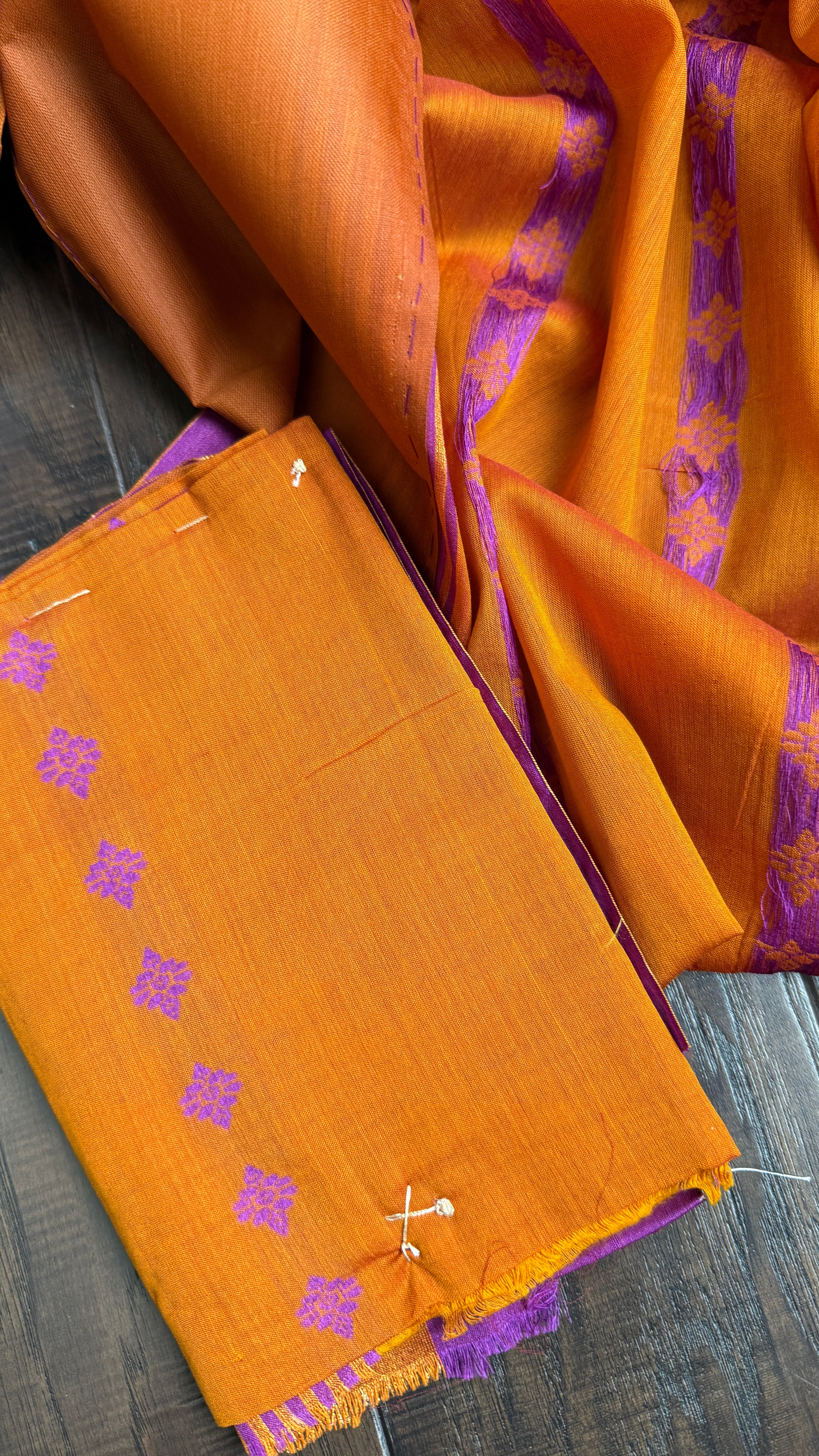 South Cotton Silk - Orange Purple Handwoven