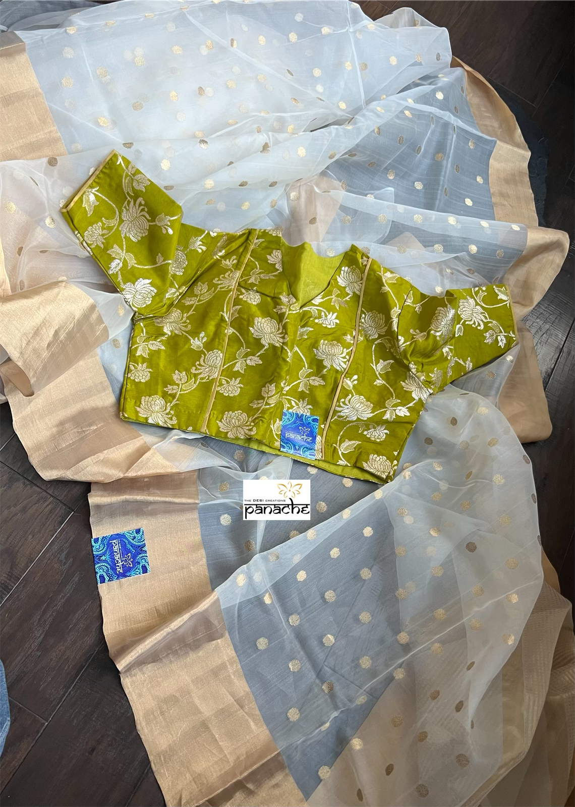 Designer Blouse - Lime Green Woven