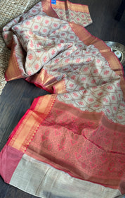 Tissue Kota Silk - Tan Beige Red