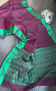 Cotton Silk Kanjivaram - Marion Green Tanchui