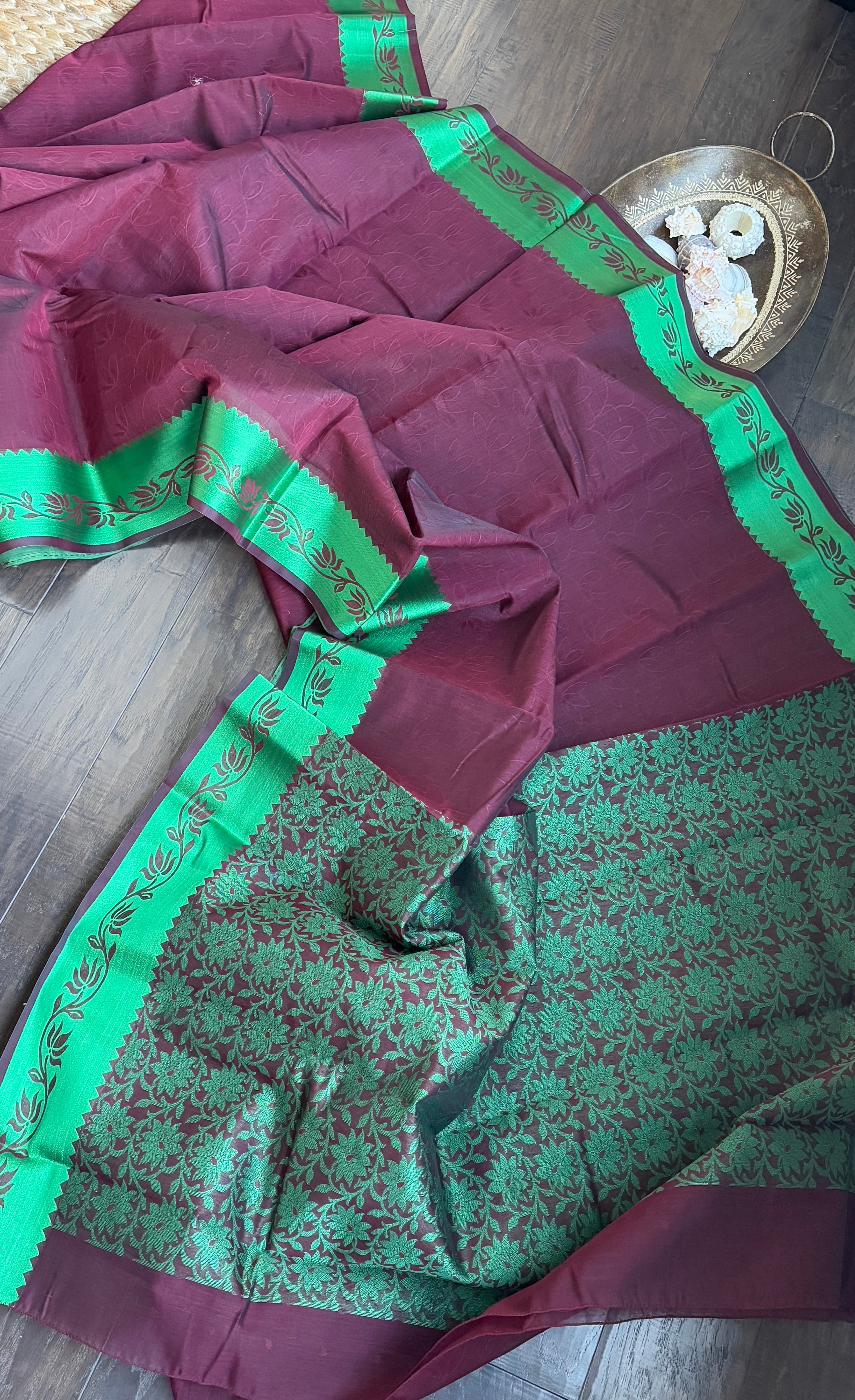 Cotton Silk Kanjivaram - Marion Green Tanchui
