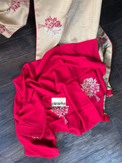Designer Soft Silk Embroidered - Tan Brown Masaba Inspired