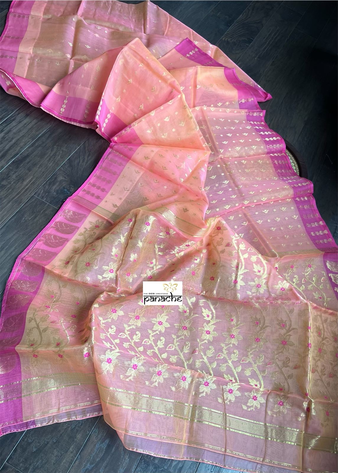 Muslin Jamdaani - Peach Pink