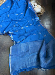 Pure Khadi Cotton - Blue Zari Checkered