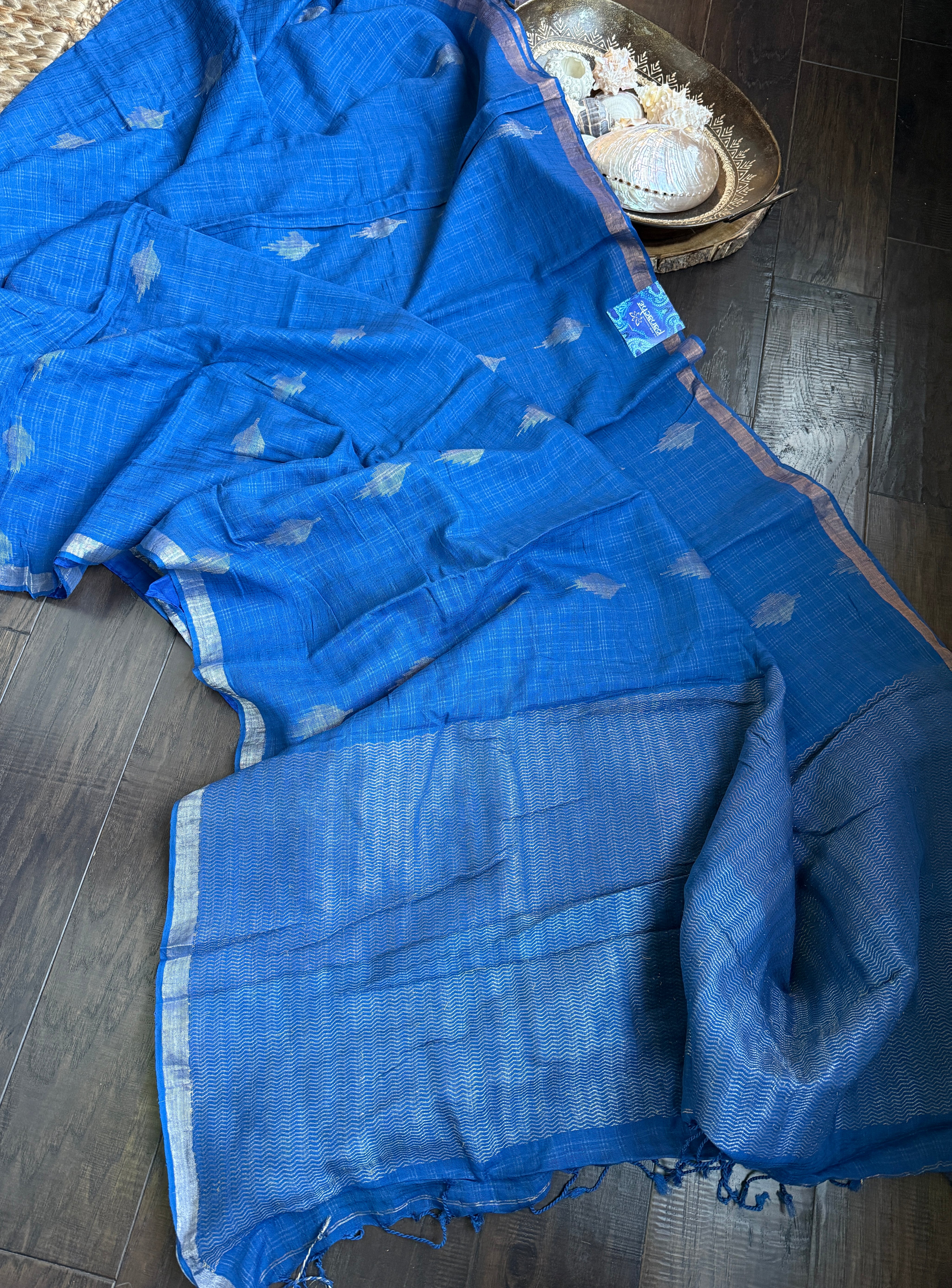 Pure Khadi Cotton - Blue Zari Checkered