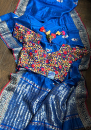 Designer Blouse - Blue Multicolor Embroidered