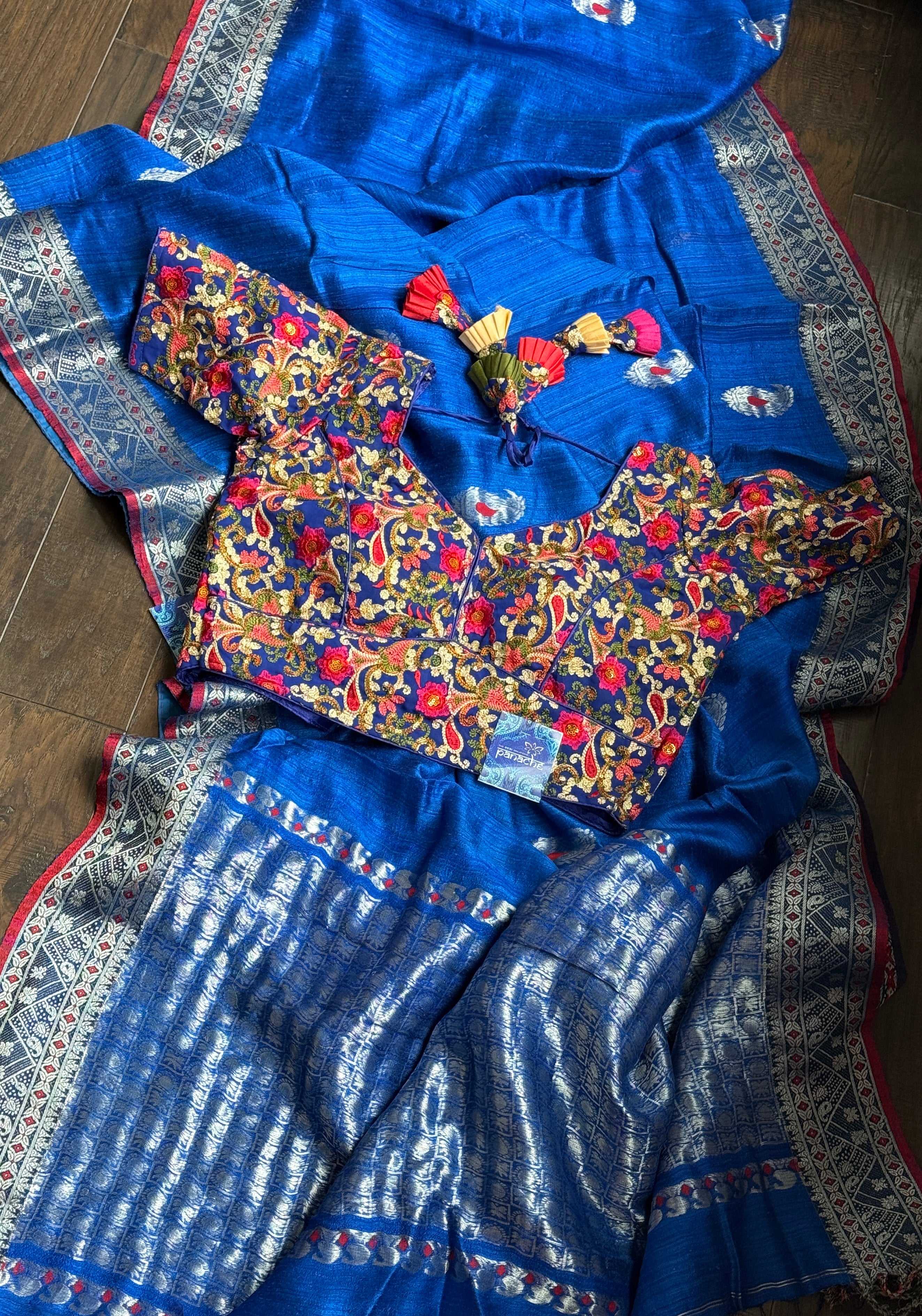 Designer Blouse - Blue Multicolor Embroidered