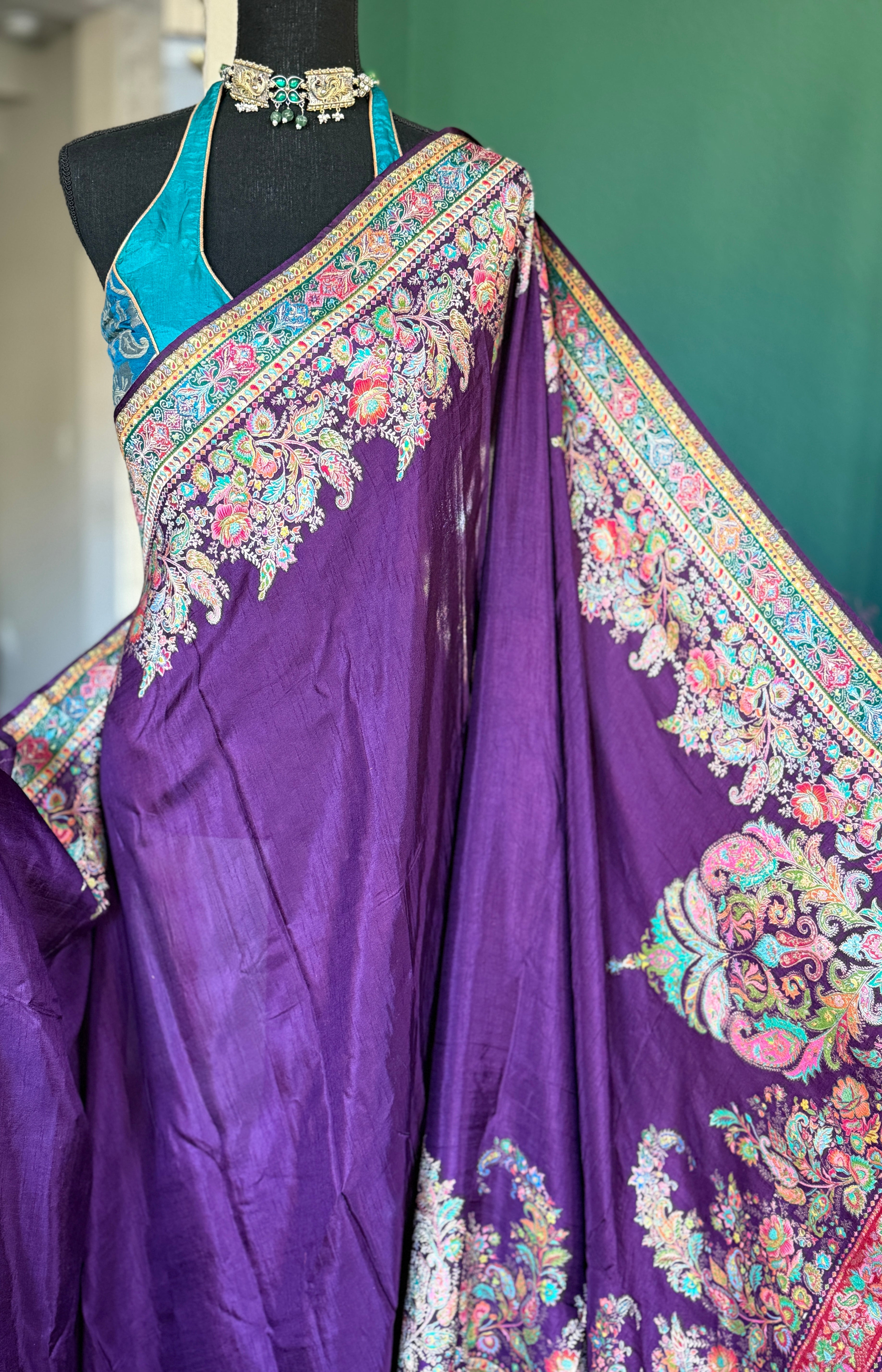 Soft Silk Kani Banarasi - Purple Meenakari