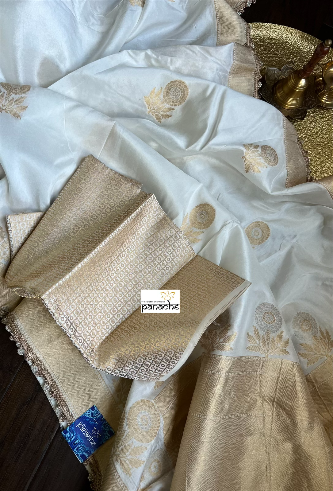 Designer Soft Silk Banarasi- Off White Woven