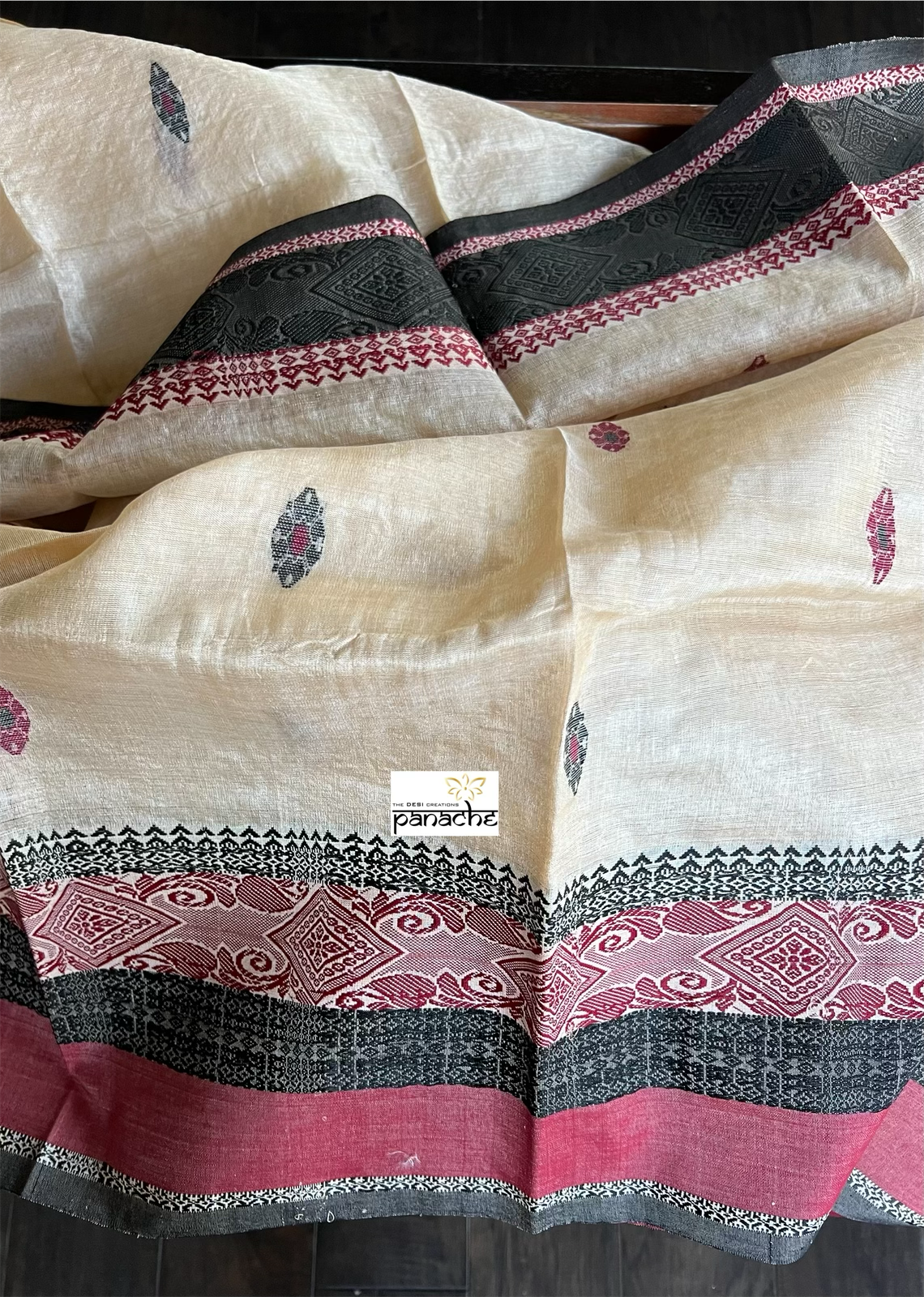 Pure Gachi Tussar Silk - Tussar Color Black Maroon