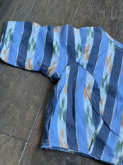 Designer Cotton Blouse - Light Dark Blue Ikat