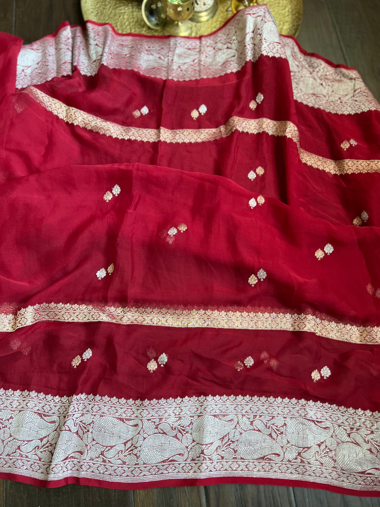 Khaddi Georgette Banarasi - Red