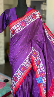 Pure Silk Ikat - Purple Red Pink Pochampally
