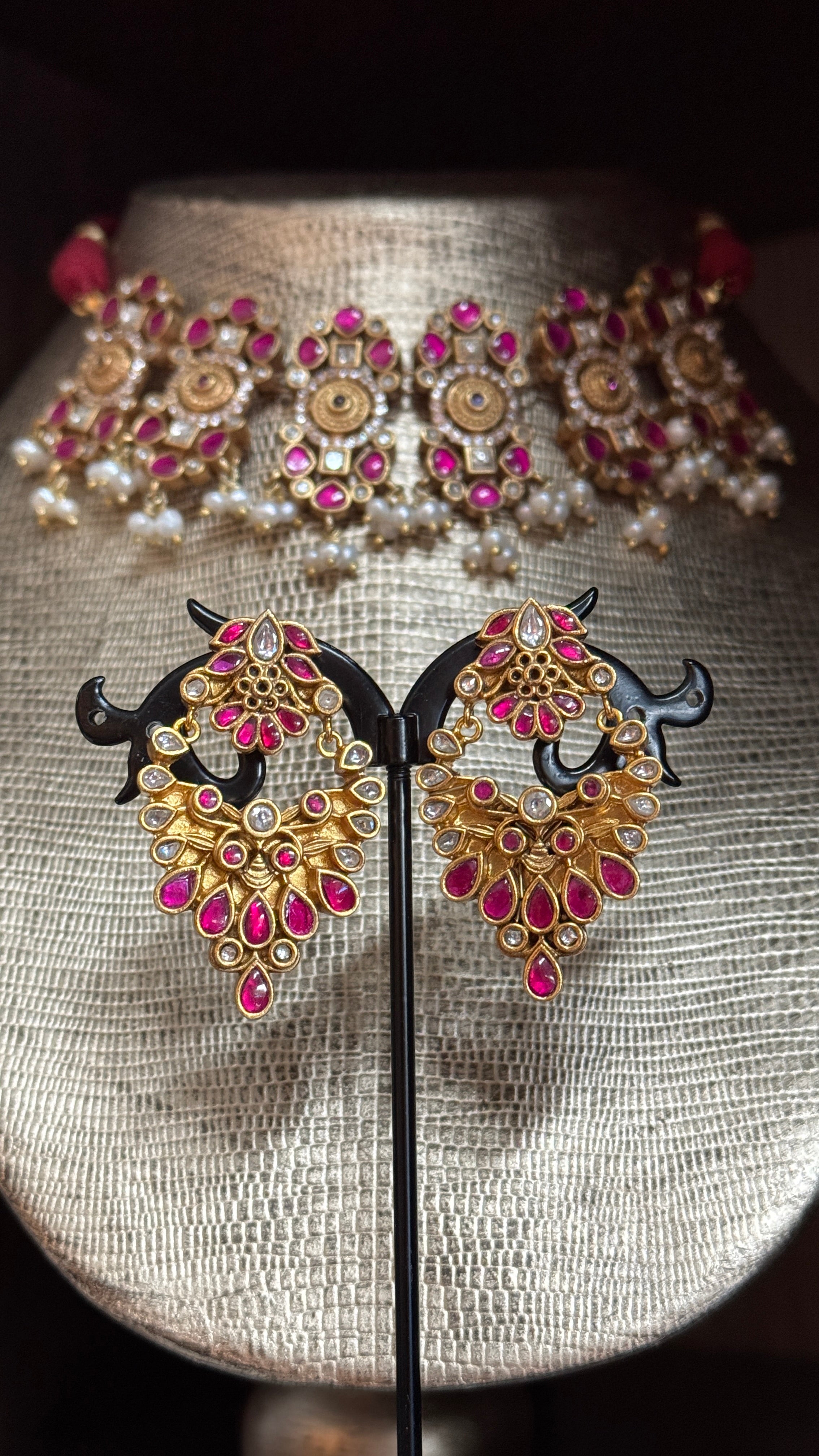 Silver 925 Choker Set - Kundan Stone
