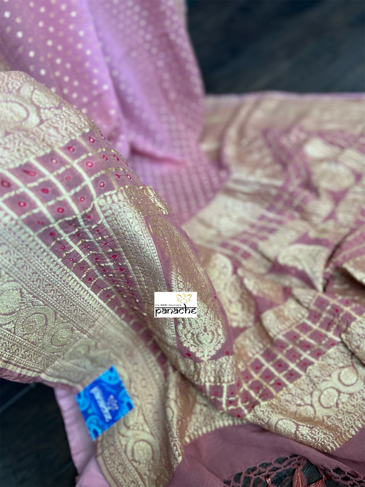 Khaddi Georgette Banarasi - Ombré Pink Bandhej