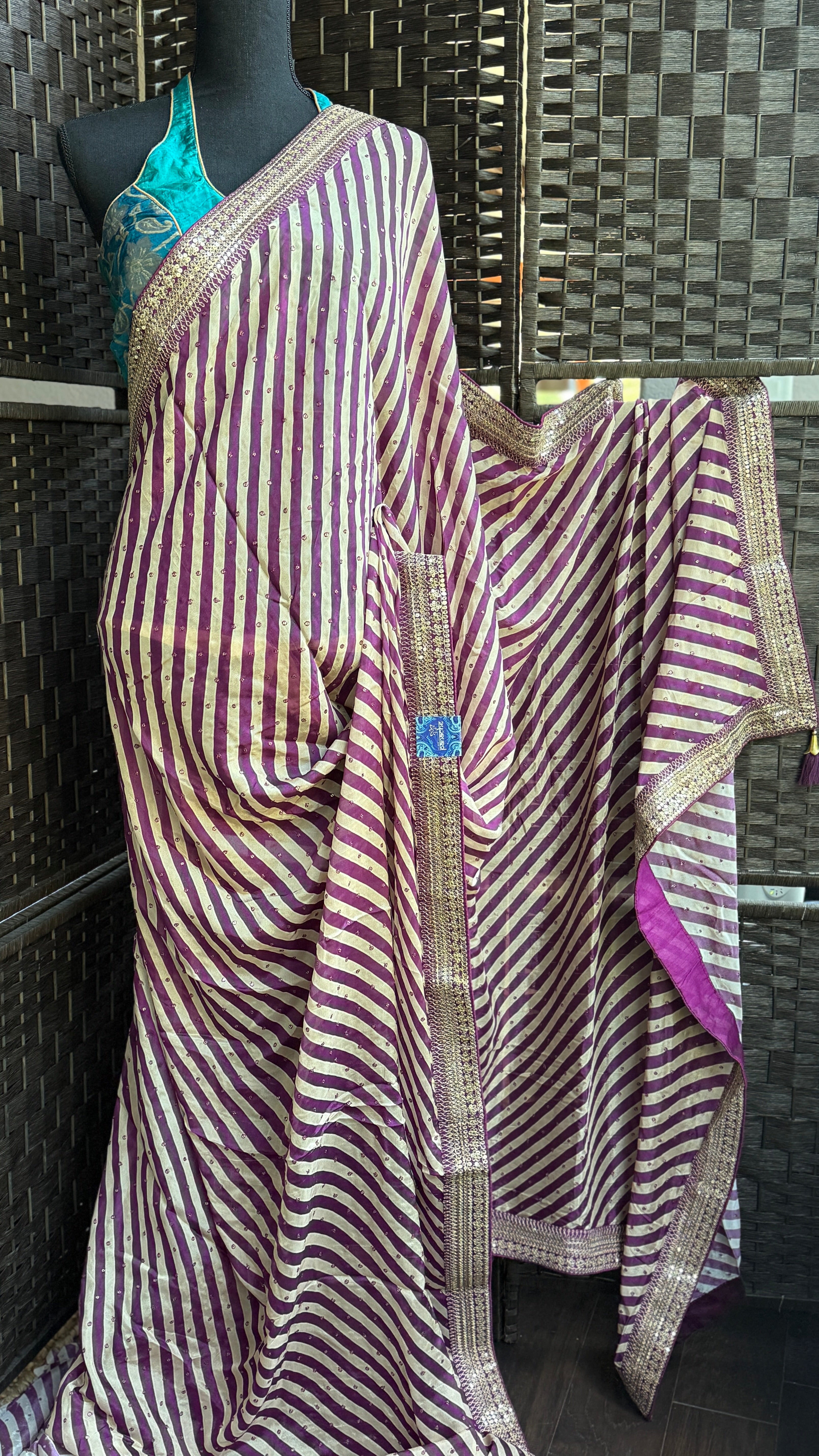 Designer Georgette- Purple Leheriya