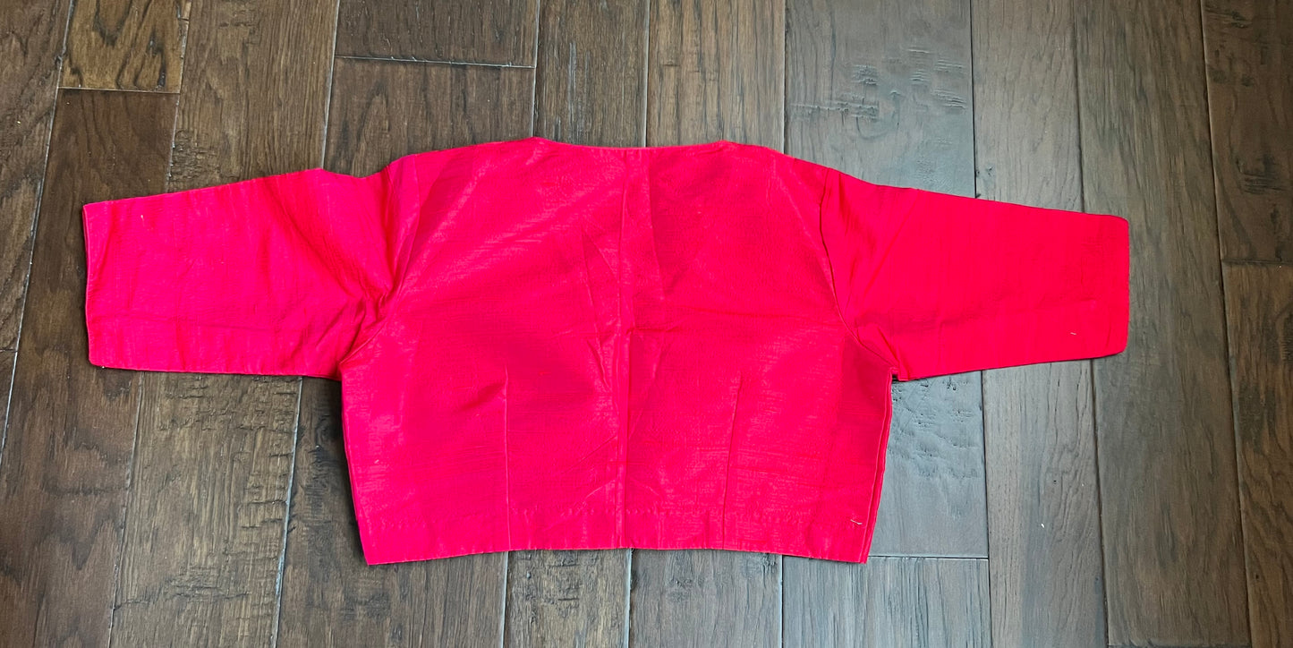 Designer Blouse - Shot Pink Raw Silk