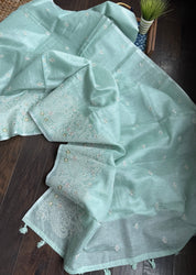 Tissue Linen - Mint Embroidered