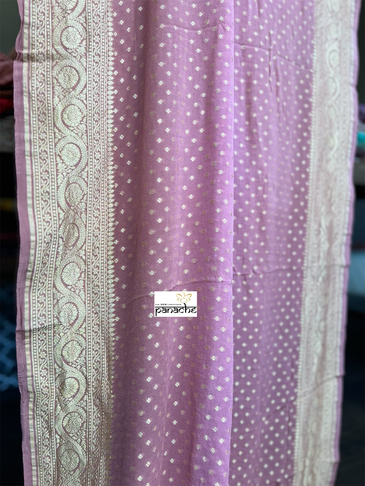 Khaddi Georgette Banarasi - Ombré Pink Bandhej