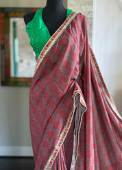 Designer Silk - Brown Rust Printed