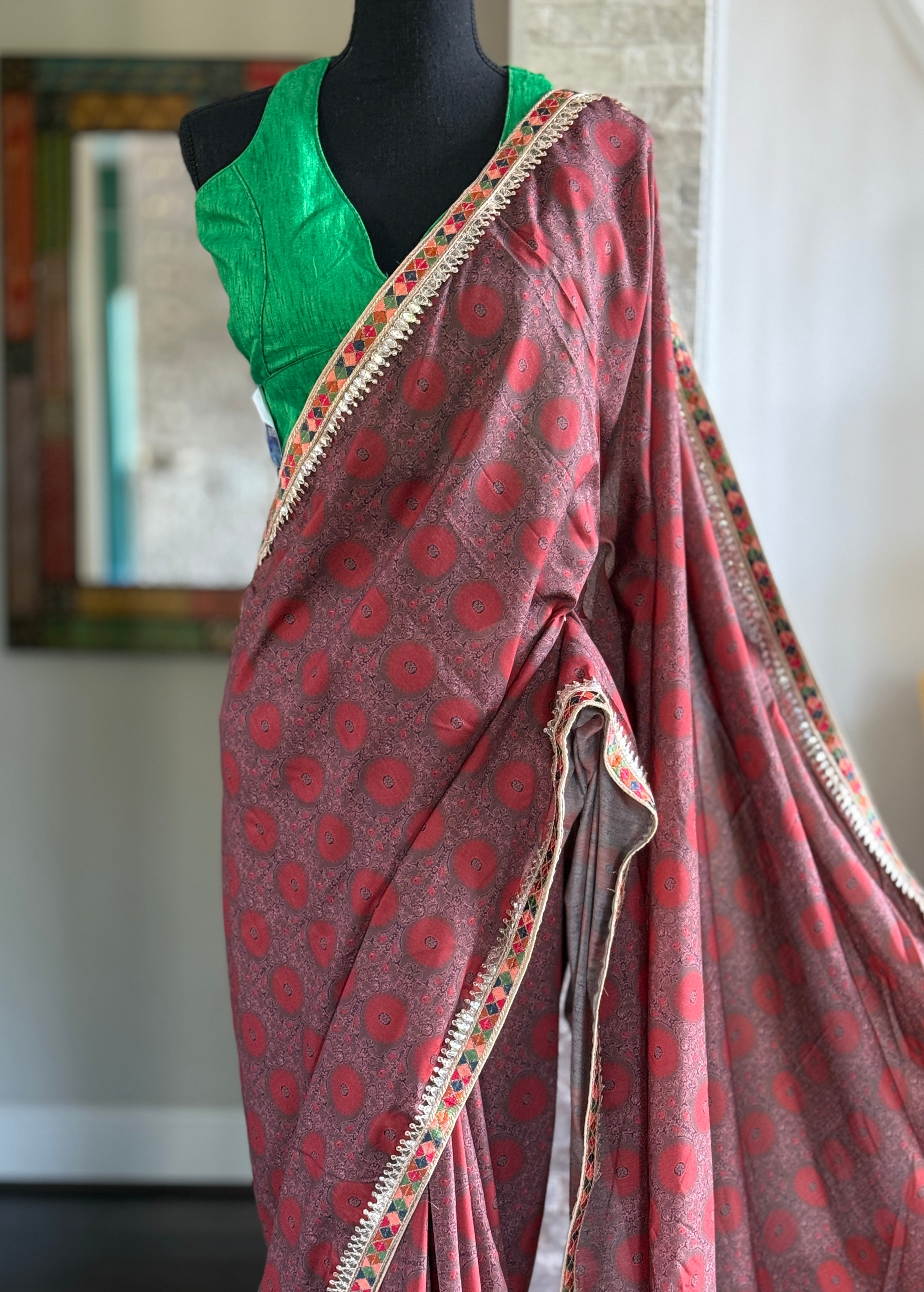 Designer Silk - Brown Rust Printed