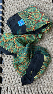 Modal Silk Ajrakh - Green Black Maroon